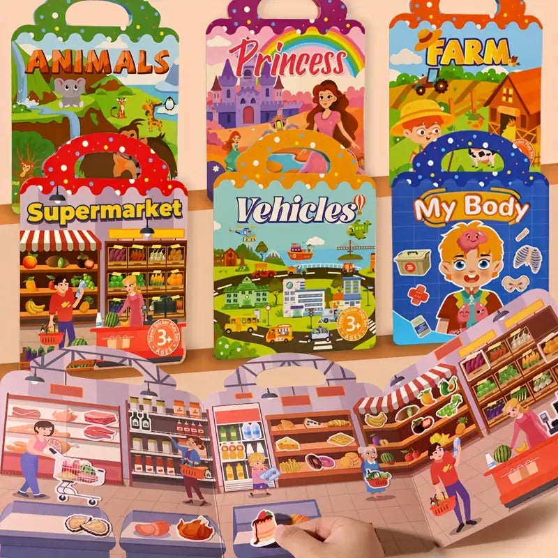 Daugkartinės lipdukų knygelės (6 temos)