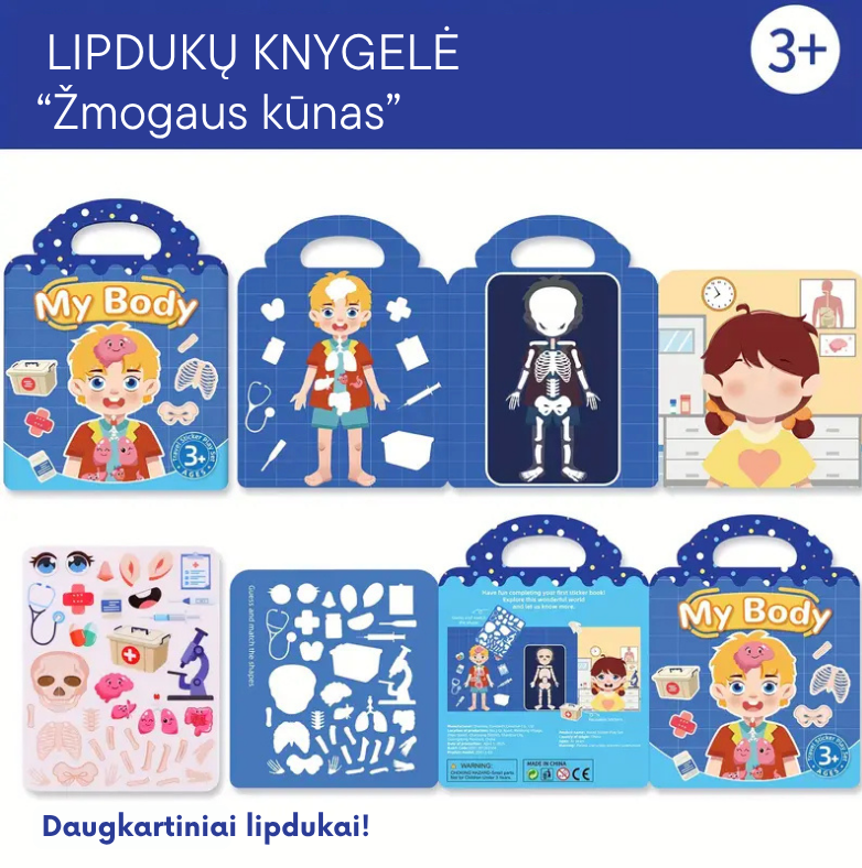 Daugkartinės lipdukų knygelės (6 temos)