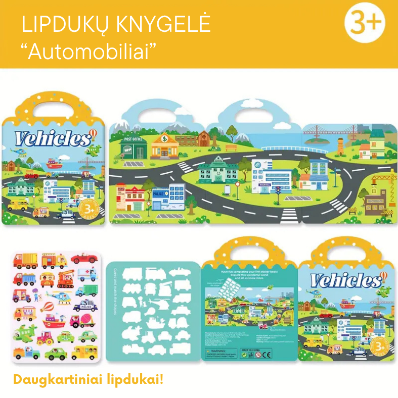 Daugkartinės lipdukų knygelės (6 temos)